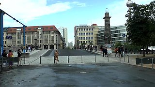 Beautiful amateur blonde barmaid paid sex in public