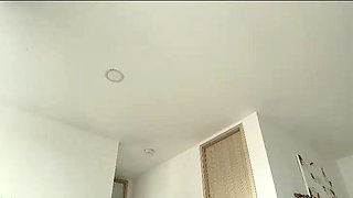 Amateur brunette babe fingering in solo masturbation