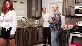 Blonde beauty shares wild family orgy with passionate heat