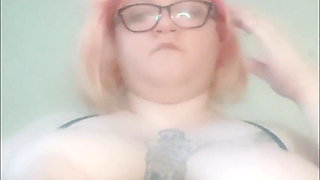 Amputee Playing with Her Huge Tits - Slow Motion