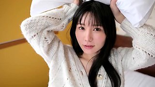 Japanese babe and a cucumber in masturbation fun