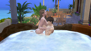 Couple on vacation take the opportunity to fuck in the hydro. The Sims