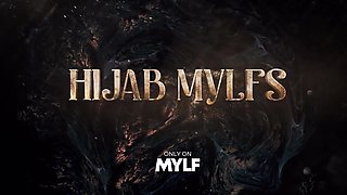 Curvy arabic milf wearing a hijabi gets her hairy muff drilled by her stepson