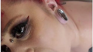 Goth Toilet Slave Slow Motion Piss Facial & Drinking
