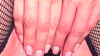 My Creamy Pussy in Fishnet Stockings Achieves Orgasm From a Vacuum Vibrator on My Clit Without Taking off Panties