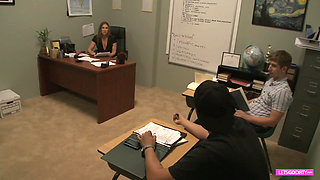 Nasty blonde MILF secretary gets fucked on desk