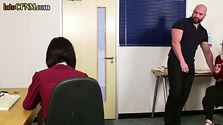 Group of office BJ MILFs taking control over a colleagues cock