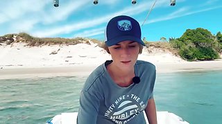 Blonde Hentai Raceplayer MILF Lilly Gaddis Fishes in Bikini on Boat