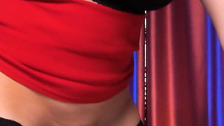 151 Caught Husband Jerking off to a Photo, Gave Him a Blowjob and Rode Him in Red Skirt and Black Tights