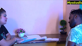 Indian White Girl First Sex with Black Young Boss! Indian Office Sex