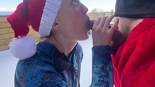 Santa Claus Gives Me an Anal Cream Pie 8 Inch Big Dick Deep Throat in the Snow