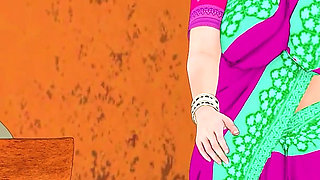 Hot Indian Bhabhi Teaches Kama Sutra to Young Tenant and Gets Her Pussy Fucked Hard - Hindi Sex
