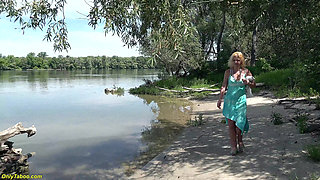 Hairy Granny Gets Anal Fucked on He Beach