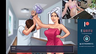 Streamer babe in lingerie gets playful in Summertime Saga episode two