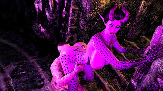 Halloween. Fantasy Tattooed Guy Fucks Sexy Devil with a Big Cock.