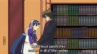 Japanese MILF Hentai Anime: Busty Maid Gets Caught Giving the Boss a Tits-Job - Uncensored