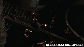 Fine-looking girl at bondage movie