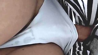 Horny Stranger Fingers Her Pussy On The Bus And Cums In Her Panties