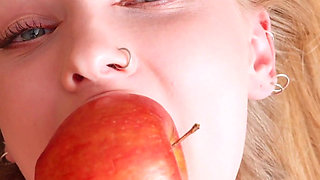 Tied up Stepsister with an Apple Instead of Dinner on the Table, and Her Sweet for Dessert!
