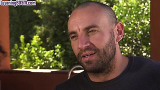 Black BDSM bae fucked in doggystyle by big white dick