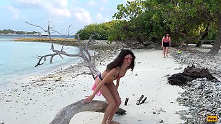 Golden Shower for Katty on the Beach