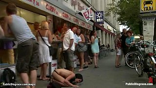 Gagged Euro babe fucked at parking