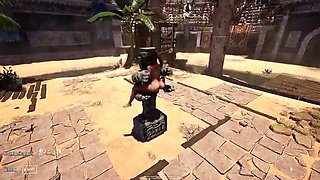 Huge Stone Penis Statue Surprises Lara Croft - 3D Hentai Blowjob & Giant Cumshot